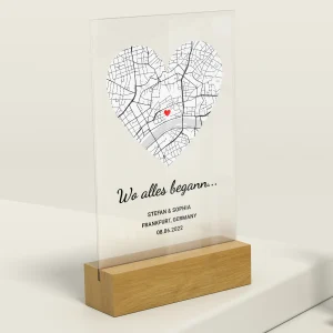 Personalisierte Acryltafel - "Herzkarte"