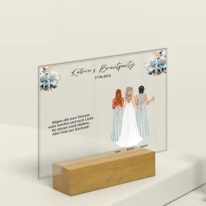 Personalisiertes Acryl-Glas "Brautparty Blumen"